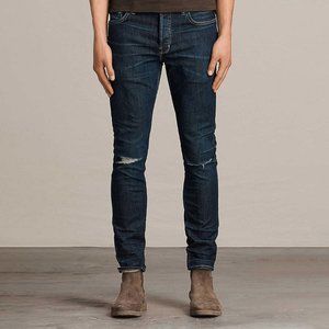 All Saints Cigarette Ripped Dark Wash Jeans